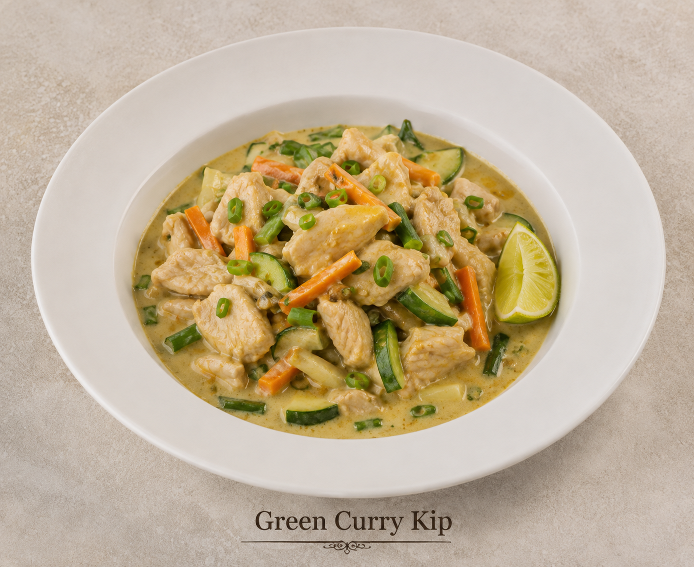 Curry green paste (Thais) met kokos - pittig !