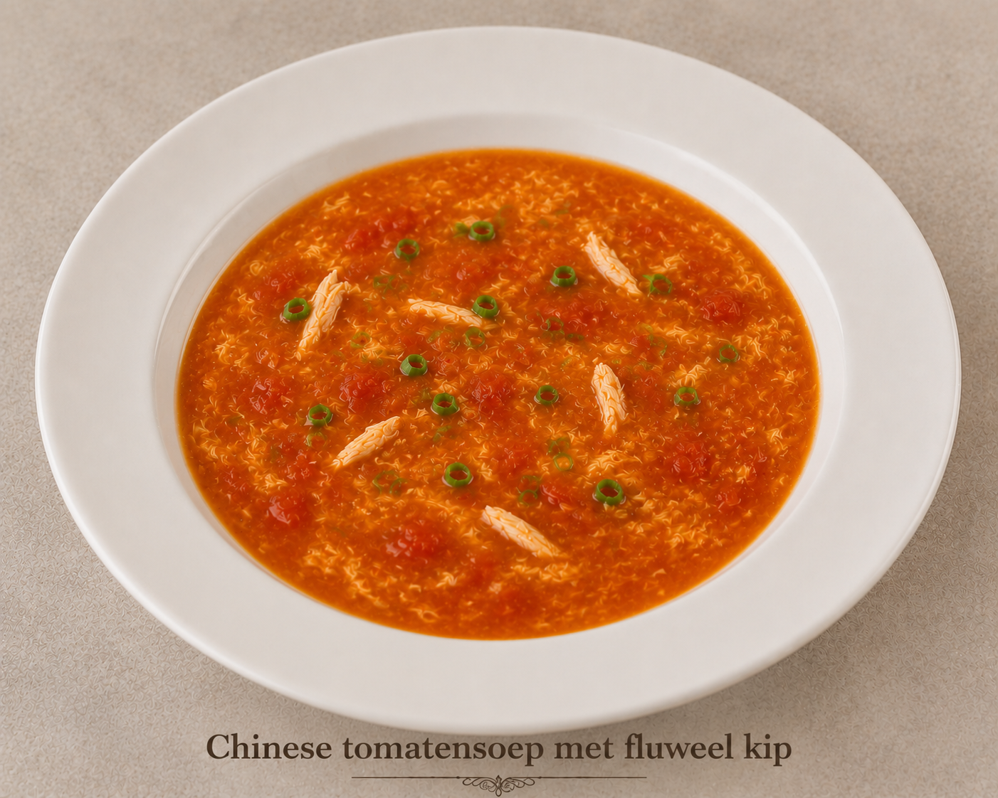 Chinese tomatensoep met fluweel kip